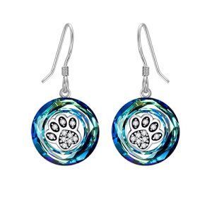 Dog Cat Pet Paw Print with Blue Circle Crystal
