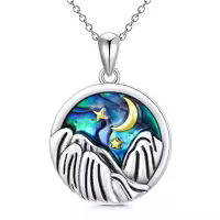 TOUPOP Sterling Silver Necklace Letter Turtle Compass Anchor Mom Pineapple Butterfly Shark Tooth Lotus Jewelry Gift-color_name:Mountain Abalone Necklace