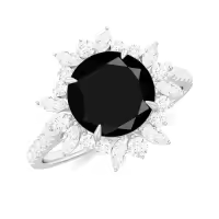 TOUPOP Sterling Silver Onyx Moissanite Women's Wedding Engagement Ring-style_name:A Black Onyx Moissanite Ring