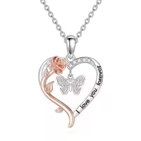 TOUPOP Sterling Silver Cute Animal Necklace Women's Jewelry Birthday Christmas Gift-style_name:Butterfly