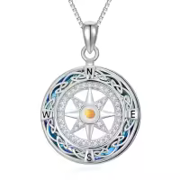 TOUPOP Sterling Silver Crystal Mustard Seed Pendant Necklace-style_name:Mustard Seed -Compass