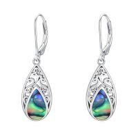 wholesale TOUPOP Filigree Abalone Shell Teardrop Earrings For Women 925 Sterling Silver Leverback Dangle Drop Earrings For Her Anniversary Chrsitmas Birthday Gifts -style_name:Filigree