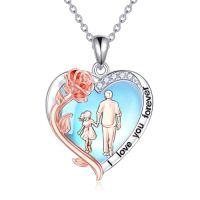 wholesale TOUPOP To My Daughter Necklace From Dad S925 Sterling Silver Crystal Daughter Gifts From Dad I Love You Forever Jewelry -style_name:E-To My Daughter Necklace-Moonstone- Rose Flower