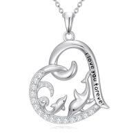 wholesale Heart Jellyfish/sea Turtle/dolphin/starfish Necklace For Women 925 Sterling Silver Ocean Necklace Animal Pendant Ocean Jewelry Christmas Gifts -style_name:Dolphin