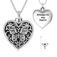 TOUPOP Sterling Silver Tree Of Life Urn Necklace Holds Ashes With Filler Kit-style_name:8-Butterfly