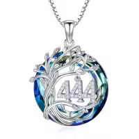 TOUPOP 925 Sterling Silver Tree Of Life Angel Number Necklace Birthstone Jewelry-style_name:444