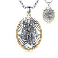 wholesale Patron Saint Necklace S925 Sterling Silver Four Way Cross Necklace St Michael/st Christopher/st Benedict/st Joseph/st Francis Pendant, Religious Protection Necklace For Men Women Birthday Father's Day Anniversary -style_name:3-St Michael-Oval