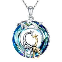 wholesale TOUPOP Annimal Necklace For Women 925 Sterling Silver Crystal Pendant Jewelry Christmas Anniversary Birthday Gifts For Her -style_name:2-Giraffe