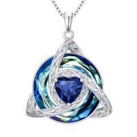 wholesale TOUPOP Celtic Birthstone Necklace For Women 925 Sterling Silver Trinity Knot Triquetra Austria Crystal Pendant Heart Birthstone Jewelry Birthday Anniversary Irish Scottish Gifts For Her Girlfriend -color_name:09-September-Sapphire