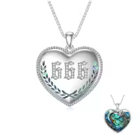 TOUPOP Sterling Silver Abalone Angel Number Necklace 000-999-style_name:666