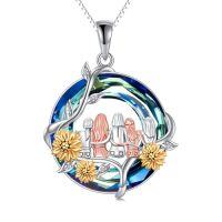 wholesale TOUPOP Sister Christmas Gifts From Sister Rose Flower Sisters Necklace Sterling Silver Crystal Jewelry Birthday Gifts For Women Best Friend Friendship -color_name:Sunflower-5 Sister-Blue Crystal
