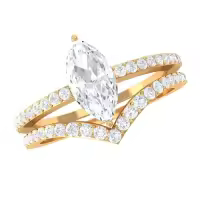 TOUPOP 10k 14k 18k Gold Moissanite Oval Marquise Bridal Ring Set-style_name:D Moissanite Ring