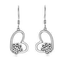 TOUPOP Sterling Silver Crystal Opal Cute Animal Dangle Earrings Gifts-color_name:Dog Cat Pet Paw Print