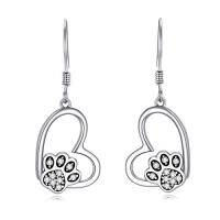 wholesale TOUPOP Cute Animal Dangle Earrings Animal Jewelry Birthday Christmas Gifts For Women Sterling Silver Crystal Opal Earrings -color_name:Dog Cat Pet Paw Print