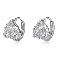 TOUPOP 925 Sterling Silver Celtic Knot Triangle Huggie Hoop Earrings Irish Gifts-style_name:2-Celtic Trinity Knot Earrings