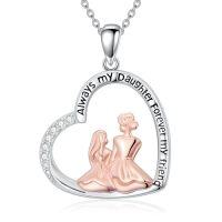 wholesale TOUPOP Gifts For Women, Sterling Silver Mom Daughter Necklace, I Love You Mom Jewelry Birthday Mothers Day Jewelry Gifts For Mama Mother Grandma Daughter -style_name:B-Heart - Always My Daughter Forever My Friend