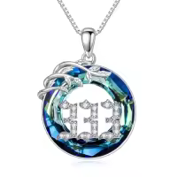TOUPOP White Gold Plated 925 Sterling Silver Crystal Angel Number Necklace-style_name:333