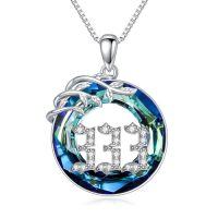 wholesale TOUPOP Angel Number Necklace For Women White Gold Plated 925 Sterling Silve Numerology Jewelry With Crystal Birthday Christmas Wedding Gifts For Mom Wife Girlfriend Sister Friend -style_name:333