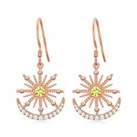 wholesale TOUPOP Trendy Dangle Earrings For Women 925 Sterling Silver Stud Earrings For Girls Crystal Jewelry Birthday Christmas Gifts For Mom Daughter Friend -color_name:Moon and Star-Yellow