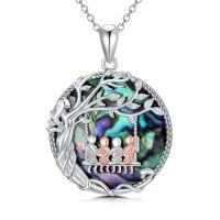 wholesale TOUPOP Christmas Gifts For Mom Mother And Daughter/son Necklace 925 Sterling Silver Family Tree Of Life Jewelry Birthday For Women Wife Grandma -style_name:Abalone Shell-Mother 4 Children
