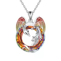 TOUPOP 925 Sterling Silver Crystal Phoenix Necklace Christmas Birthday Gifts For Women-style_name:Style 2-Fire Phoenix
