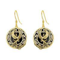 wholesale Potop Phoenix Earrings 925 Sterling Silver Celtic Dangle Earrings Abalone/black Agate Phoenix Rising Jewelry Christmas Gifts For Women Mom Sister Wife Girlfriend Nana Grandma -style_name:A-Gold
