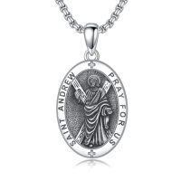 wholesale Saint Patron Necklace For Men Women 925 Sterling Silver Saint Pendant With Stainless Steel Chain St Medal Protection Necklace Catholic Religious Amulet Gifts For Him -style_name:W-St Andrew