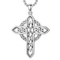 TOUPOP 925 Sterling Silver Cross Pendant Necklace For Men Gifts-style_name:C06 Celtic Cross