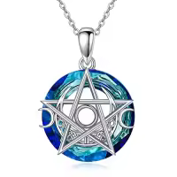 TOUPOP Sterling Silver Tree Of Life Claddagh Pendant & Ash Urn Necklace-style_name:Triple Moon Goddess