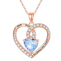 TOUPOP Sterling Silver Birthstone Forever Love Heart Pendant Necklace-color_name:Rose Gold-12-Dec