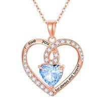 wholesale TOUPOP Jewelry For Women Sterling Silver Forever Love Heart Birthstone Pendant Necklaces For Women Her Girls Jewelry Mothers Day Birthday Gifts -color_name:Rose Gold-12-Dec