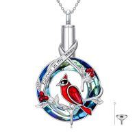 wholesale Urn Necklace For Ashes Dog/hummingbird/cardinal S925 Sterling Silver Crystal Cremation Jewelry For Ashes Gifts For Women, 18+2 Inch -style_name:Cardinal