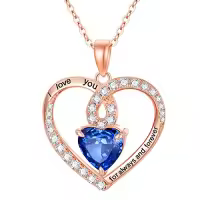 TOUPOP Sterling Silver Birthstone Forever Love Heart Pendant Necklace-color_name:Rose Gold-09-Sep