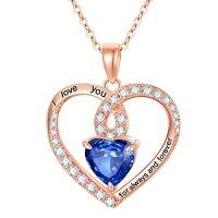 wholesale TOUPOP Jewelry For Women Sterling Silver Forever Love Heart Birthstone Pendant Necklaces For Women Her Girls Jewelry Mothers Day Birthday Gifts -color_name:Rose Gold-09-Sep