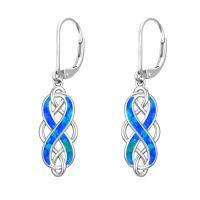 wholesale 925 Sterling Silver Celtic Knot Earrings Opal Dangle Earrings Celtic Irish Jewelry Christmas Gifts For Women -color_name:5-White Gold Celtic Kont-Blue Opal