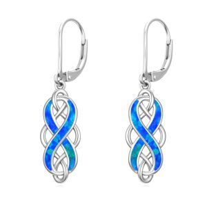 5-White Gold Celtic Kont-Blue Opal