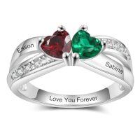 wholesale TOUPOP Personalized Mother Rings 925 Sterling Silver 2-5 Simulated Birthstones Engraved Name Family Rings For Women Gift For Mother's Day Grandma Wife -color_name:D-Birthstone Ring For Mom