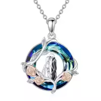 TOUPOP Sterling Silver Crystal Nightmare Necklace Jack And Sally Jewelry-style_name:Style 3