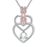 wholesale TOUPOP Christmas Gifts For Mom Grandma Nana 925 Sterling Silver I Love You Necklace Rose Flower Love Heart With Crystal Jewelry For Women -color_name:Gifts for Mom