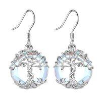 wholesale TOUPOP Tree Of Life Earrings 925 Sterling Silver Family Tree Dangle Drop Earrings Crystal Jewelry Birthday Christmas Gifts For Women Her -style_name:0-Z-Moonstone