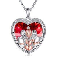 wholesale TOUPOP 925 Sterling Silver Sister Necklace - Birthday Gift For Sisters, Mom, Daughter - Always My Sister Forever My Friend Crystal Necklace For 2/3/4/5 Sisters -color_name:3 Sister-I love you to the moon and back