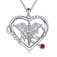 wholesale TOUPOP Nurse Gifts For Women 925 Sterling Silver Caduceus Angel Wing Rn Necklaces Jewelry Gifts For Nurses Doctors Medical Students Nurses Week Appreciation Graduation Christmas Gift -style_name:Heart RN Necklace
