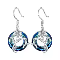TOUPOP Sterling Silver Crystal Birth Flower Earrings 12 Month Floral Jewelry Gifts-color_name:05-May-Lily-Circle Crystal