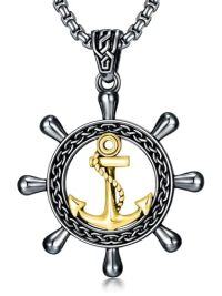 wholesale Anchor Necklace 925 Sterling Silver Anchor Pendant Ocean Sailor Necklace Navy Pendant Christmas Fathers Day Birthday Gifts For Men -style_name:Anchor IV Black and Gold