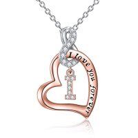 wholesale TOUPOP Christmas Gifts For Women Sterling Silver Initial Letter Necklaces For Women 14k Rose Gold Plated Heart Infinity Necklace I Love You Jewelry Birthday Gifts For Mom Daughter Wife -style_name:I