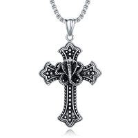 wholesale Vintage Cross Necklace For Men Gothic Cross Pendant Necklace Goth Necklace Punk Hip Pop Religious Necklace Christmas Gift For Him -color_name:Snake Cross Necklace