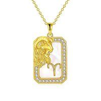 wholesale TOUPOP Gold Plated Sterling Silver Constellation Pendant Necklace Mother Of Pearl Jewelry Zodiac Sign Gifts For Women -style_name:03-Aries
