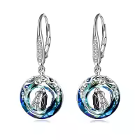 TOUPOP Sterling Silver Crystal Jack Skellington Nightmare Before Christmas Drop Earrings-color_name:Jack Skellington and Sally-Blue