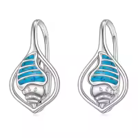 TOUPOP 925 Sterling Silver Turquoise Ocean Sea Animal Dangle Drop Earrings-style_name:06-Conch Turquoise
