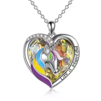 TOUPOP Sterling Silver Crystal Wolf Dragon Narwhal Unicorn Fox Necklace-color_name:Rainbow Unicorn Necklace